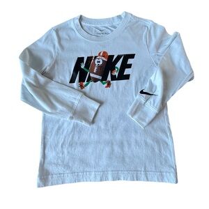 Nike Kids White Long Sleeve Tee with Football Graphic